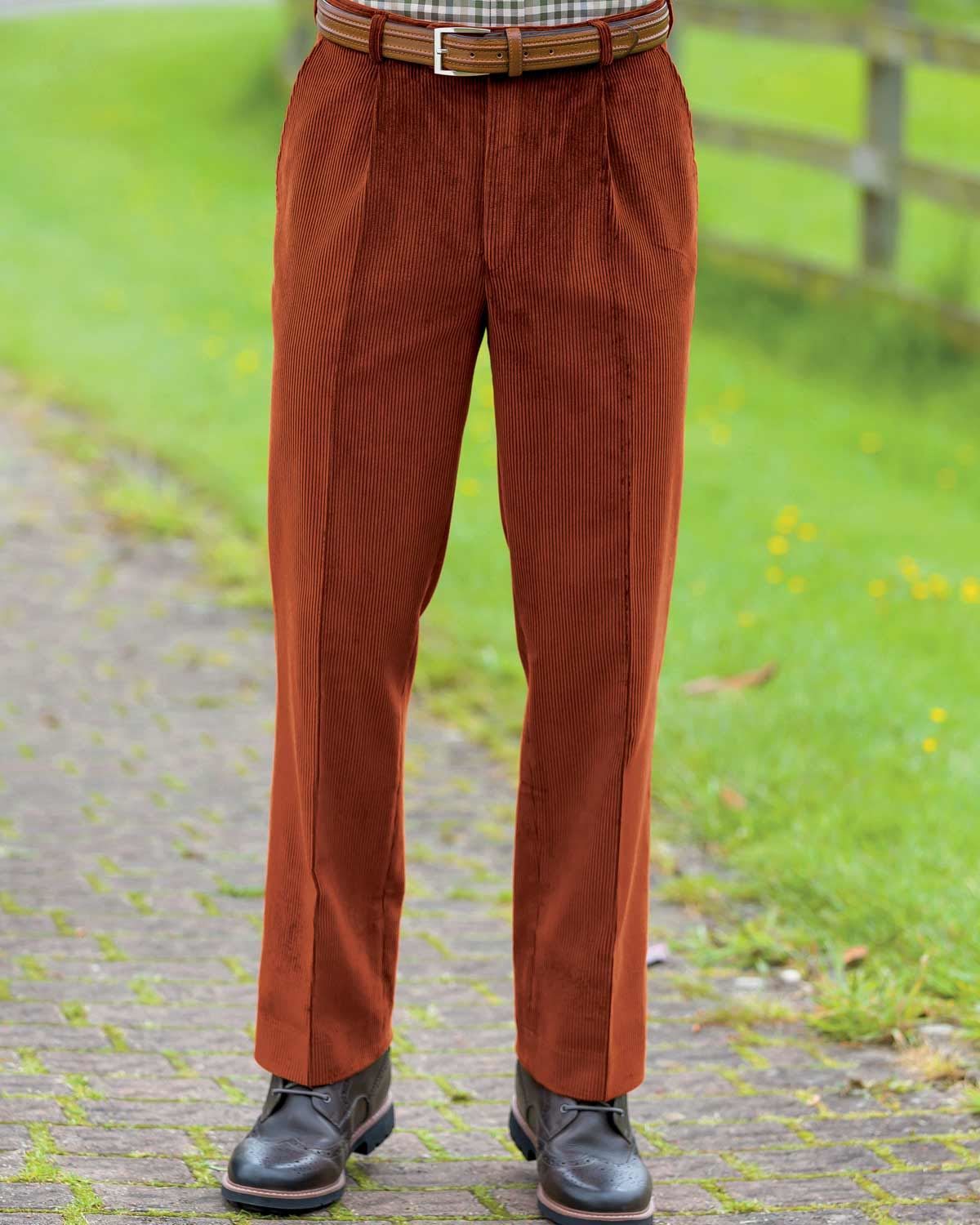 Burnt Orange Corduroy Trousers Mens